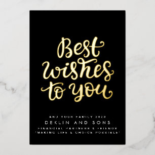 Best Wishes to you and your family Business Gold Foil Holiday Card