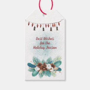 Best Wishes Vintage Christmas Wreath and Lights Gift Tags