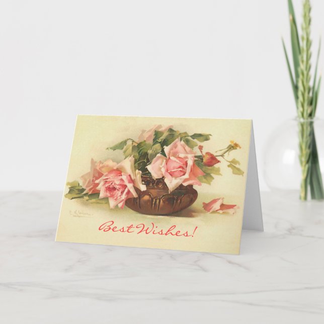 Best Wishes Vintage Roses Card (Front)