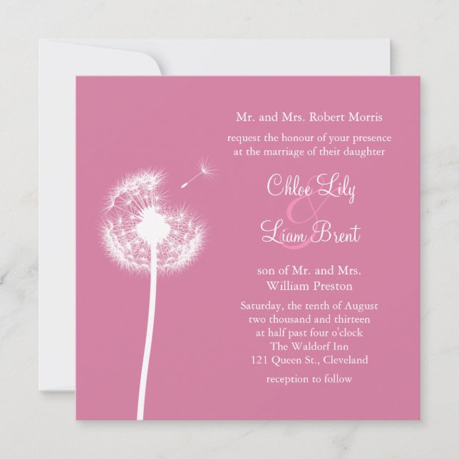 Best Wishes! Wedding Invitation (fuchsia) (Front)