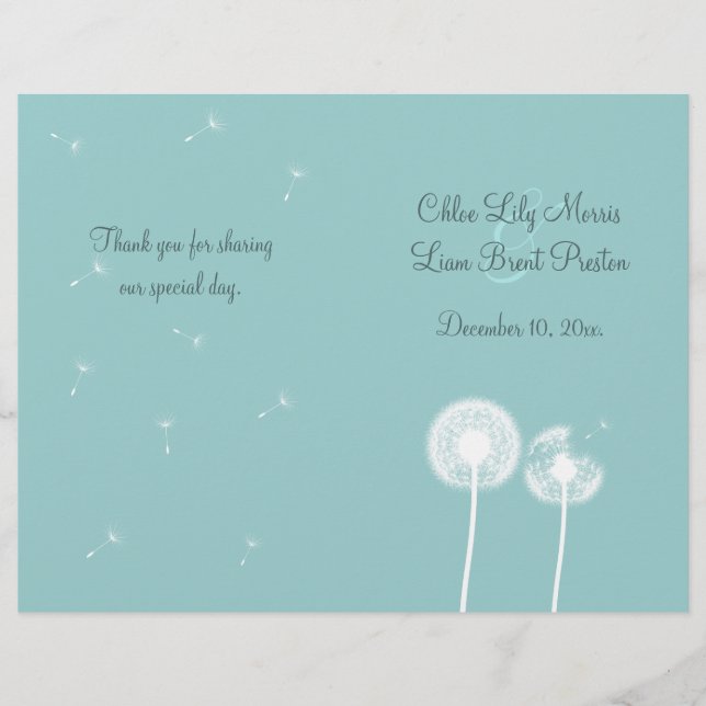 Best Wishes Wedding Program (turquoise) (Front)