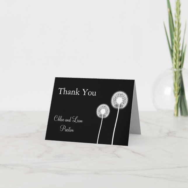 Best Wishes! Wedding Thank You Card (black) (Front)