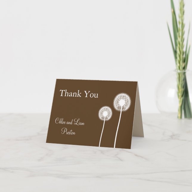 Best Wishes! Wedding Thank You Card (brown) (Front)