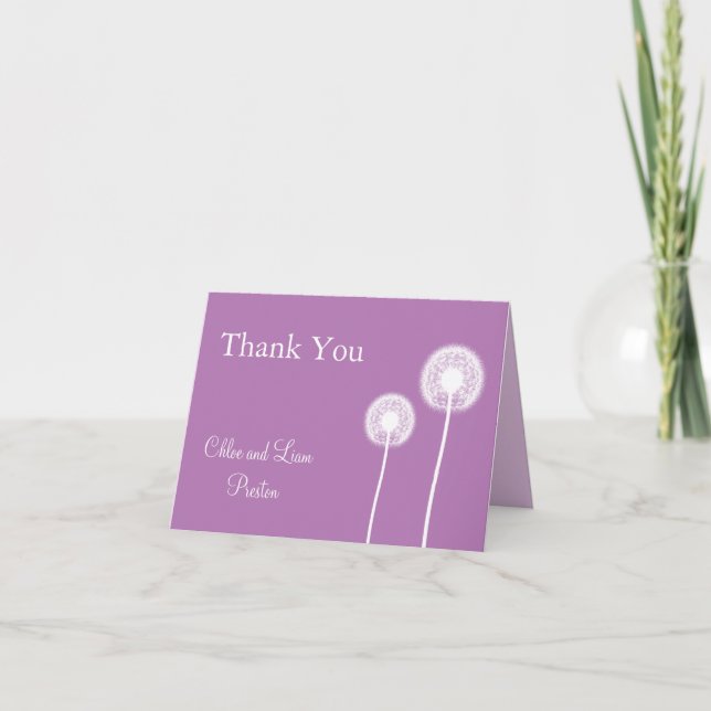 Best Wishes! Wedding Thank You Card (purple) (Front)