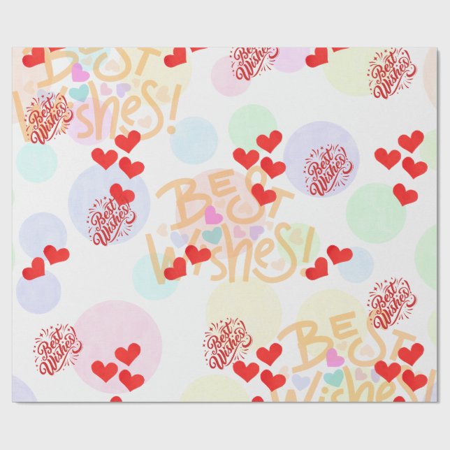 Best Wishes Wrapping Paper -Hearts & Pastels Gift  (Flat)