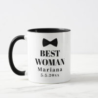 best woman black and white tie bow wedding