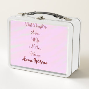 Best woman mum wife daughter add name text female metal lunch box