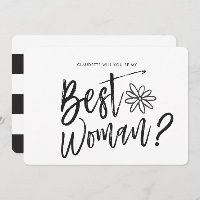 Best Woman | Script Wedding Party Request Invitation (Front/Back)