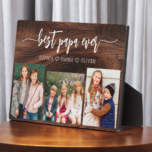 Best Wood Papa Grandpa Grandchildren Photo Collage Plaque