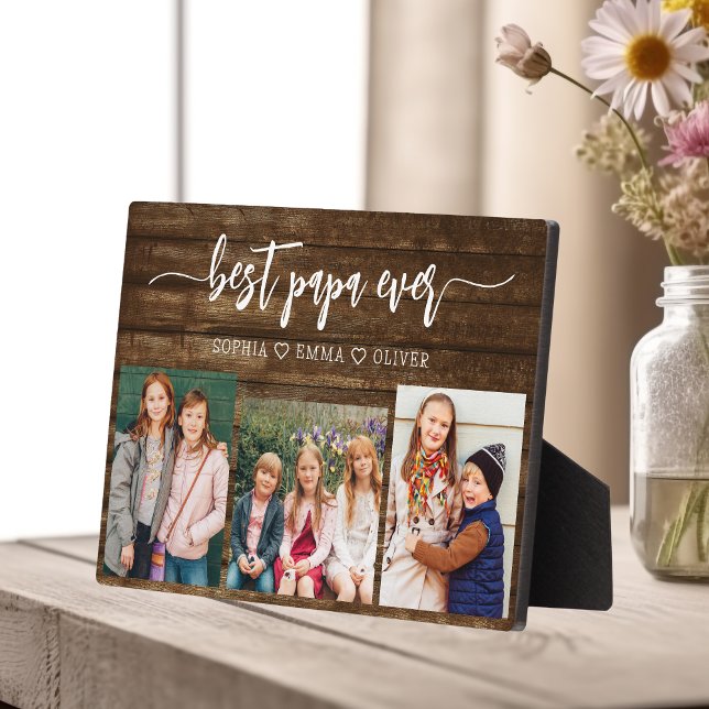 Best Wood Papa Grandpa Grandchildren Photo Collage Plaque (Creator Uploaded)
