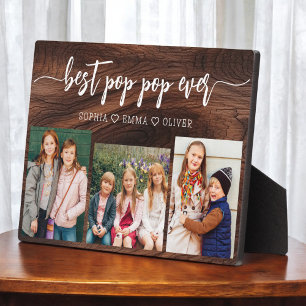 Best Wood Pop Pop Grandpa Photo Collage Plaque