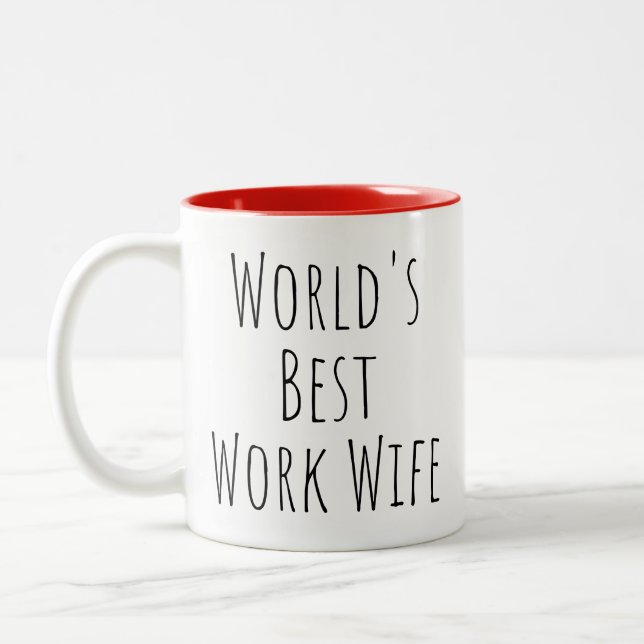 Best Work Wife Red Two-Tone Coffee Mug (Left)