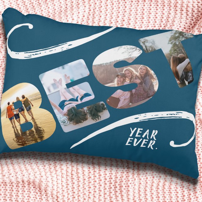 Best Year Ever Friends Photo Collage Decorative Cushion (Creator Uploaded)