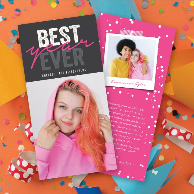 Best Year Ever Handwriting Script Modern Photo Holiday Card (Creator Uploaded)