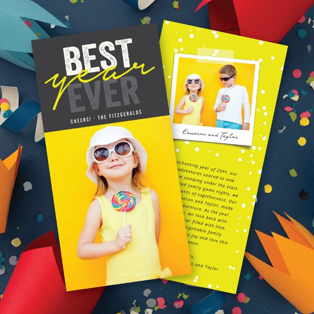 Best Year Ever Handwriting Script Modern Photo Holiday Card (Creator Uploaded)