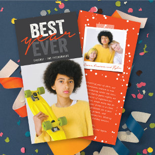 Best Year Ever Handwriting Script Modern Photo Holiday Card