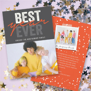 Best Year Ever Handwriting Script Modern Photo Holiday Card