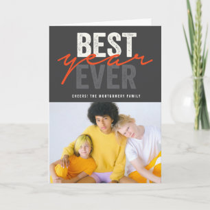 Best Year Ever Handwriting Script Modern Photo Holiday Card