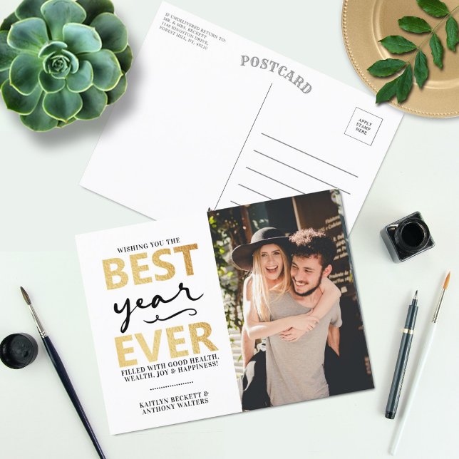 Best Year Ever | Happy New Year Photo Holiday Postcard (Creator Uploaded)