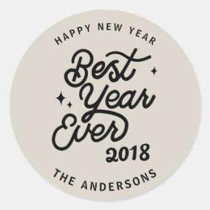 Best year ever new years holiday classic round sticker