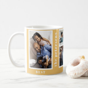 Best Year Ever simple family photo collage orange Coffee Mug