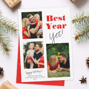 Best Year Yet! Simple Family Photo Collage Holiday Card