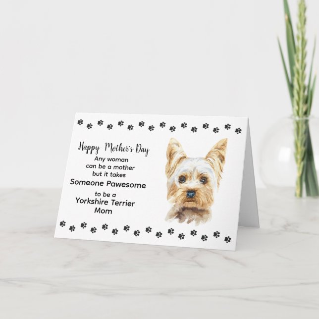 Best Yorkshire Terrier Dog Mum Mother's Day Holiday Card (Front)