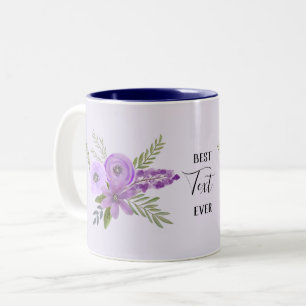 Best "Your Text" Ever - Floral Violet Lavender  Two-Tone Coffee Mug