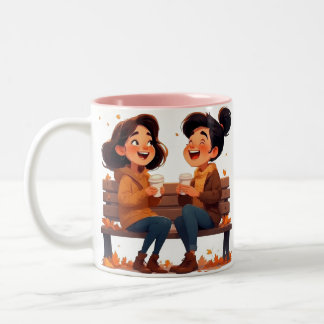 Beste Freundinnen-Tasse – Gemeinsam Lachen & Kaffe Two-Tone Coffee Mug