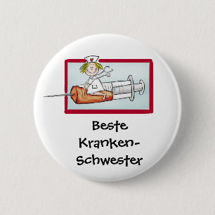 Beste Krankenschwester - Humourous Cartoon Nurse 6 Cm Round Badge