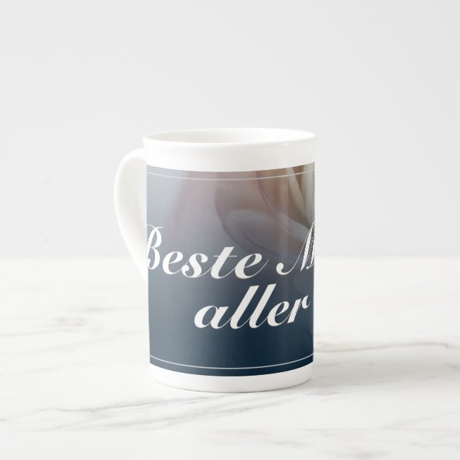 Beste Mutter aller Zeiten mit großer rosa Rose Bone China Mug (Front Left)