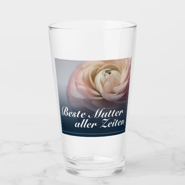 Beste Mutter aller Zeiten mit großer rosa Rose Glass (Front)
