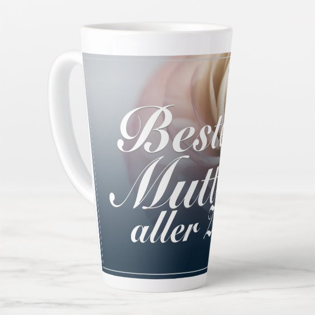Beste Mutter aller Zeiten mit großer rosa Rose Latte Mug (Left Angle)