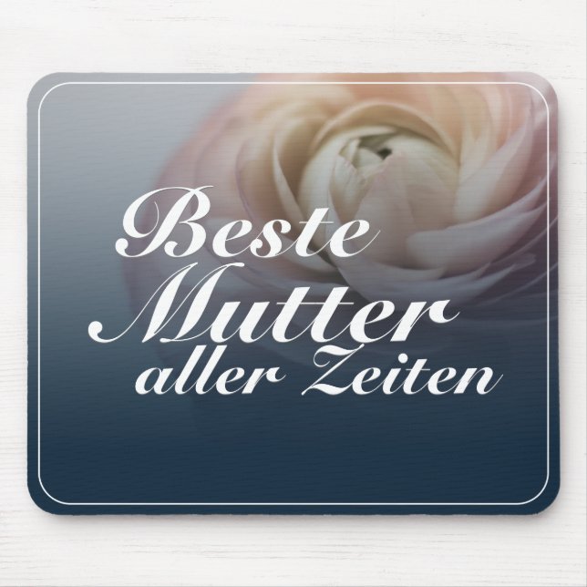 Beste Mutter aller Zeiten mit großer rosa Rose Mouse Mat (Front)