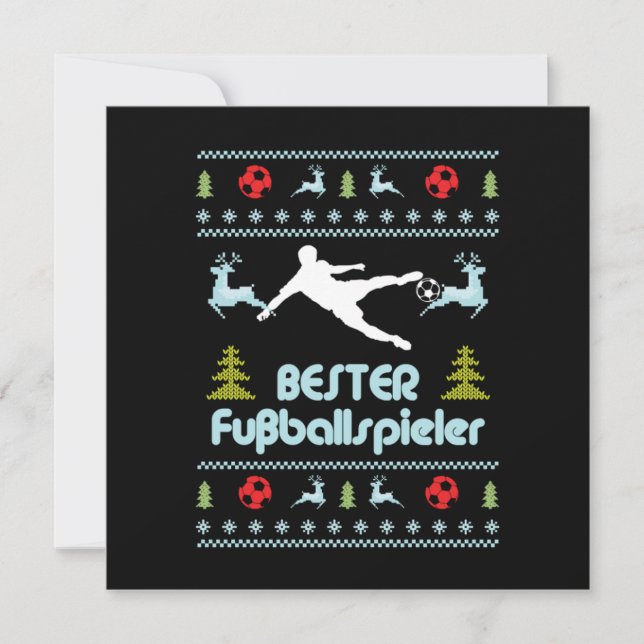 Bester Fuballspieler Ugly Sweater Christmas Gift Invitation (Front)
