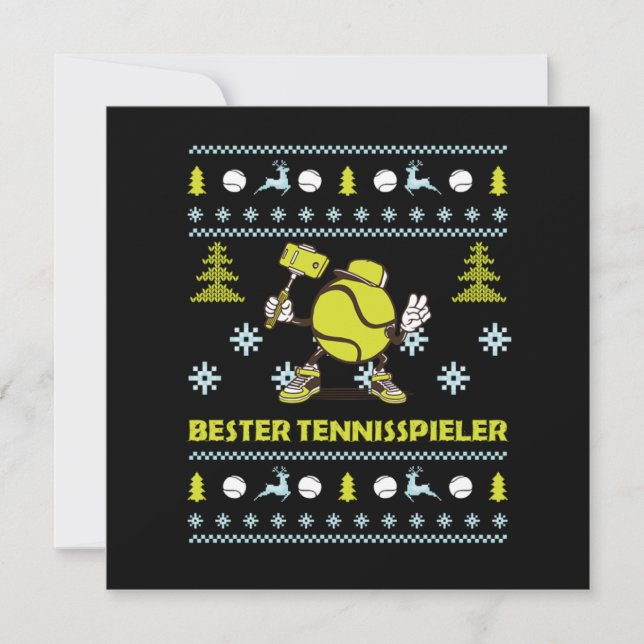 Bester Tennisspieler Ugly Sweater Christmas Gift Invitation (Front)