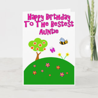 Bestest Auntie Happy Birthday Garden Greeting Card