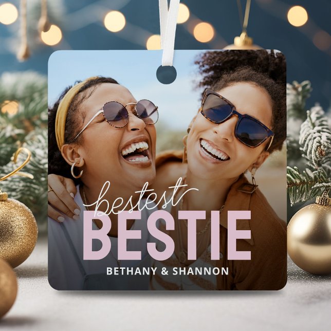 Bestest Bestie BFF Photo Christmas Metal Tree Decoration (Creator Uploaded)