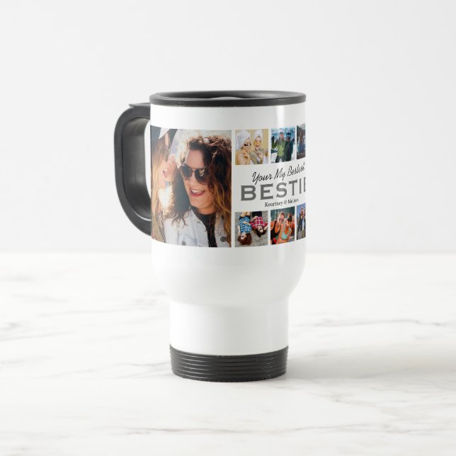 Bestest Bestie Photo Collage Travel Mug (Front Left)
