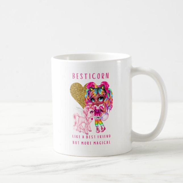 Bestfriend Gift for Girls, Magical Unicorn Pink Coffee Mug (Right)