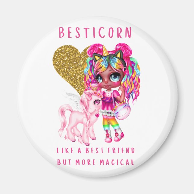 Bestfriend Gift for Girls, Magical Unicorn Pink Magnet (Front)