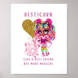 Bestfriend Gift for Girls, Magical Unicorn Pink Poster