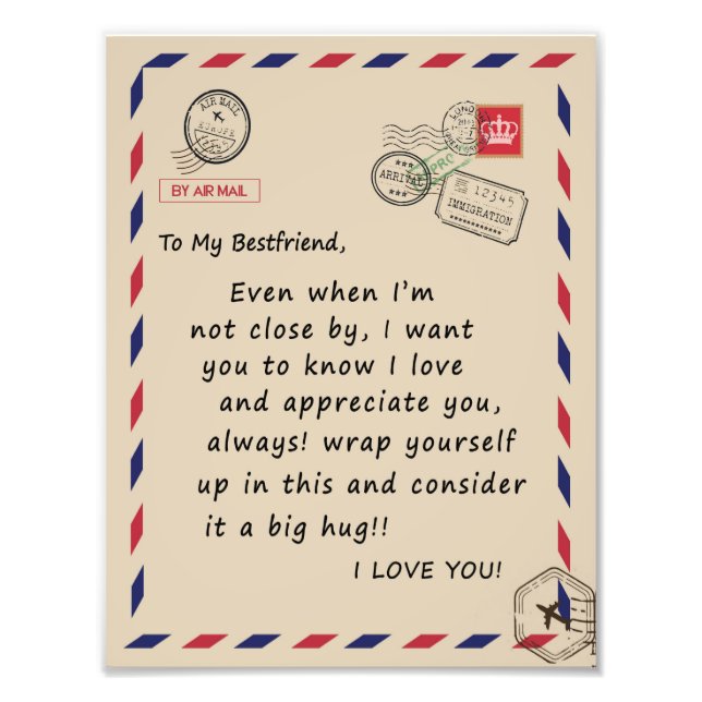 Bestfriend Gift | To My Bestfriend I Love You Photo Print (Front)
