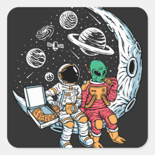 Bestfriends Alien and Astronaut  Square Sticker
