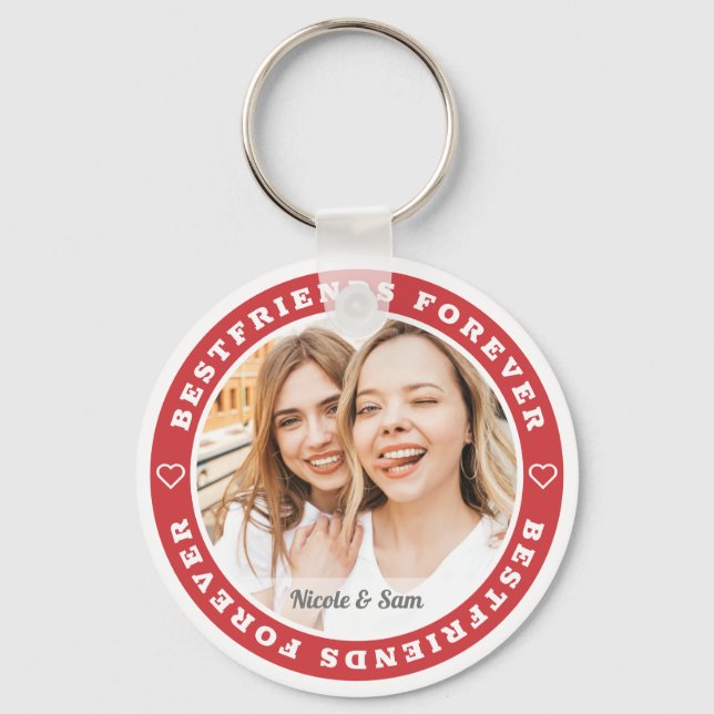 Bestfriends Forever BFF Modern Custom Photo Key Ring (Front)