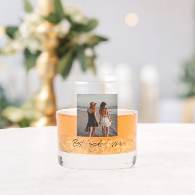 Besti Friends Forever One Photo Whiskey Glass (Insitu (Wedding))
