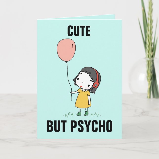 BESTIE BBF FUNNY CUTE BUT PSYCHO CARD (Front)