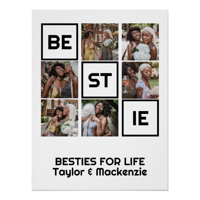 Bestie Best Friends 6 Photos and Personalised Text Poster (Front)