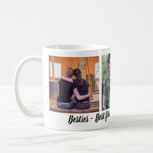 Bestie Best Friends Forever 3 Photo Collage Coffee Mug (Left)