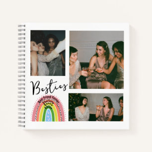 Bestie Best Friends Forever Rainbow Photo Collage Notebook